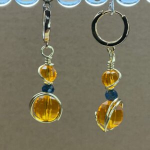 High-Facet K9 Crystal Wire Wrap Dangles (E0026)