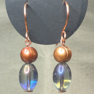 Copper & pearl dangles (E0712)