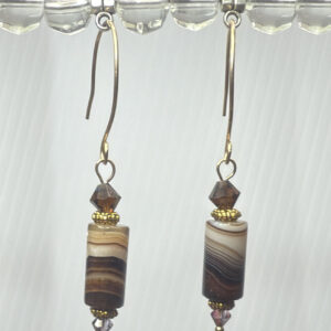 Agate and crystal dangles/brass (E0716)