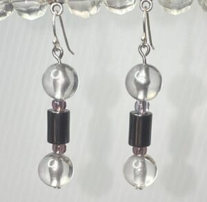Glass and hematite dangles (E0728)