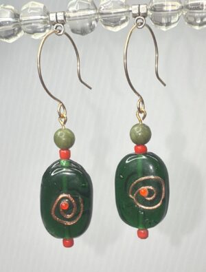 Lampwork and jadeite dangles (E0730)