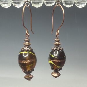 Copper & Barrel lampwork dangles (E0765)