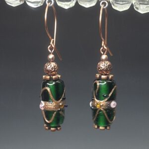 Copper and lampwork dangles (E0768)