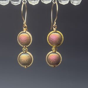 Brass Electroplated glass dangles (E0771)