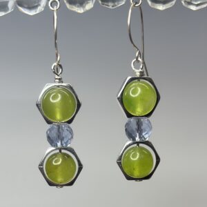 Clear jadeite and crystal dangles (E0773)