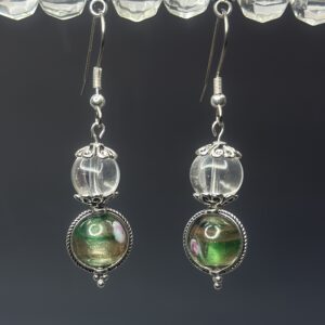Lampwork foil and druk glass dangles (E0785)