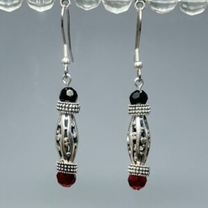 K9 crystal and Tibetan oblong dangles (E0986)