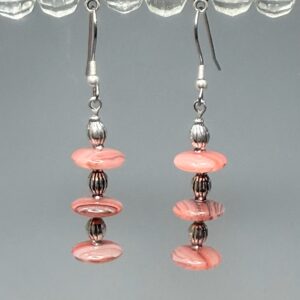 Pressed glass and Tibetan silver dangles (E0987)