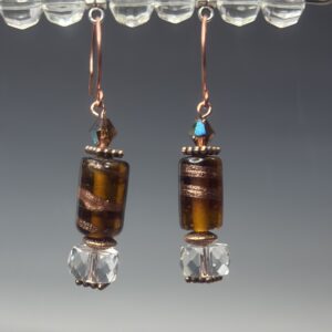 Copper, lampwork, and crystal dangles (E1957)