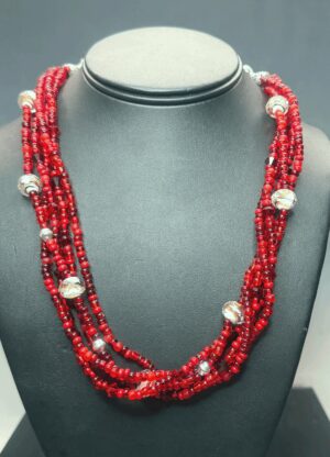5-Strand Red Poppy Necklace (N1434)