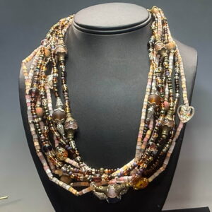 9-Strand Japanese Cut Bead & Wheatberry Necklace (N1788)