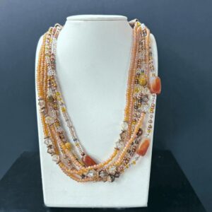 6 Strand Crystal & Carnelian Torsade (N4827)