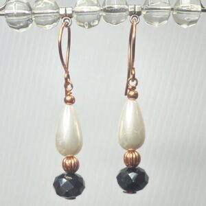 Copper shell pearl and crystal dangles (E0719)