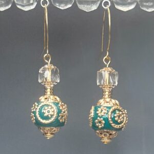 Folly Bead and Cathedral Glass dangles (E1055-DT)