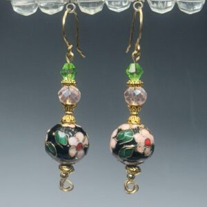 Cloisonne & Crystal Dangles (E1147)
