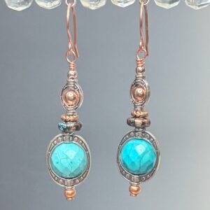Two Tone Dangles With Faceted Agate (E1219)