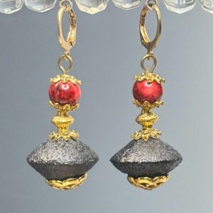 Marbled Glass & Seed Pod Dangles (E1226)