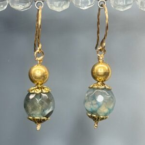 Faceted Agate & Brass Dangles (E1254)