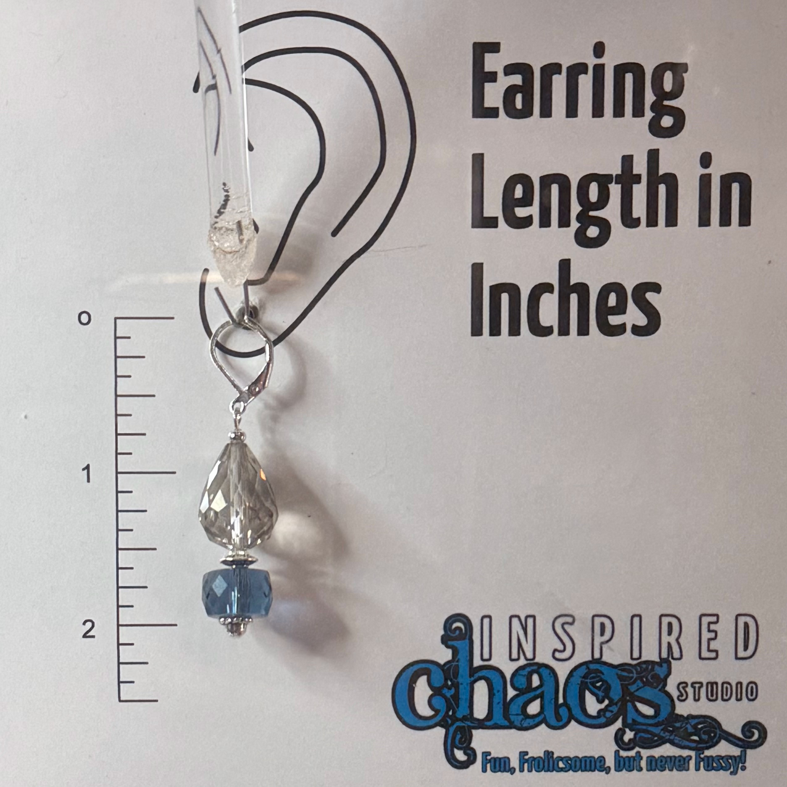 Clear & Blue Crystal Dangles (E1365) - Image 2