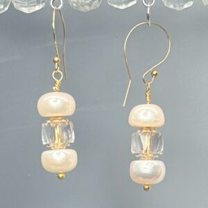Freshwater Pearl & Crystal Dangles (E1376)