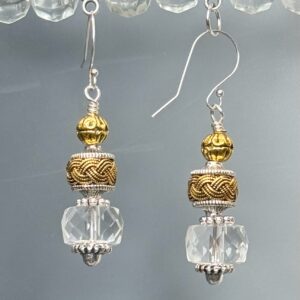 Two Tone Nepalese & Crystal Dangles (E1382)