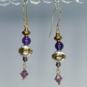 Tibetan Two-Tone & Crystal Dangles (E1602)