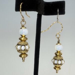 Indian Bead & Sea Opal Glass Dangles (E1626)