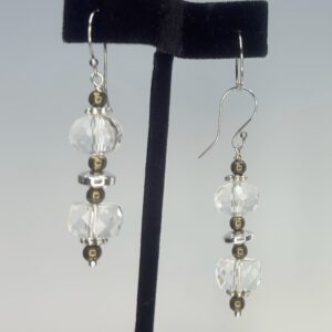 Crystal & Aged Brass Dangles  (E1628)