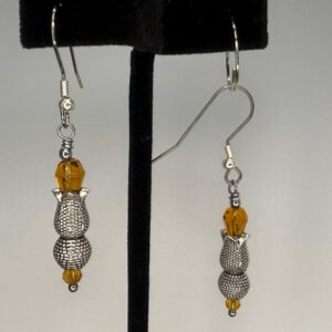 Tibetan Silver & Pressed Glass Dangles (E1680)