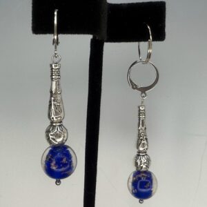 Foil-Lined & Tibetan Silver Dangles (E1684)