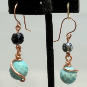 Copper Magnesite & Crystal Dangles (E1699)