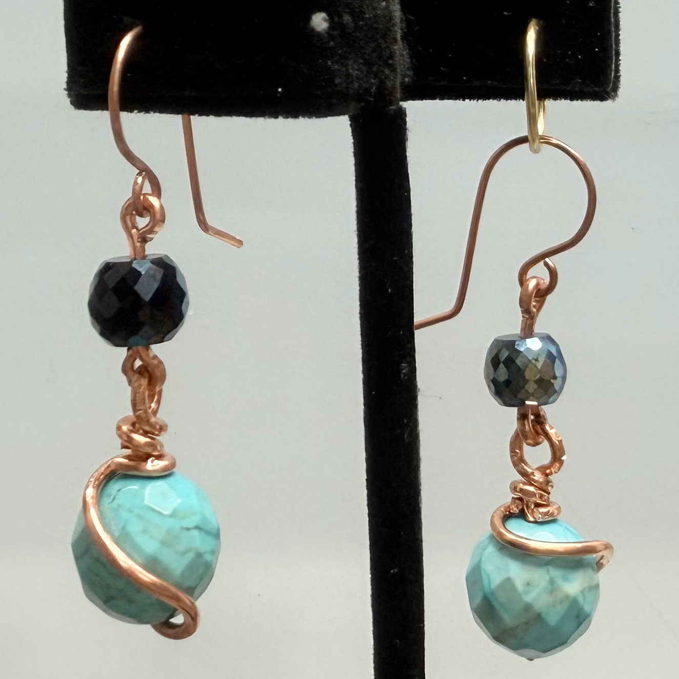 Copper Magnesite & Crystal Dangles (E1699)
