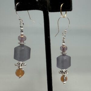 Agate, Crystal & Acrylic Cube Dangles (E1712)