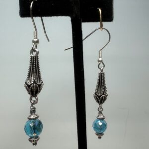 Tibetan Silver & K9 Crystal Dangles (E1722)