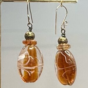 Lampwork Glass, Crystal  & Brass Dangles (E1745)