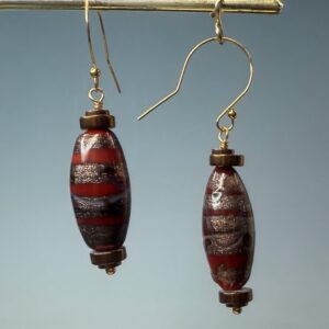 Lampwork Barrel & Hematite Dangles (E1755)