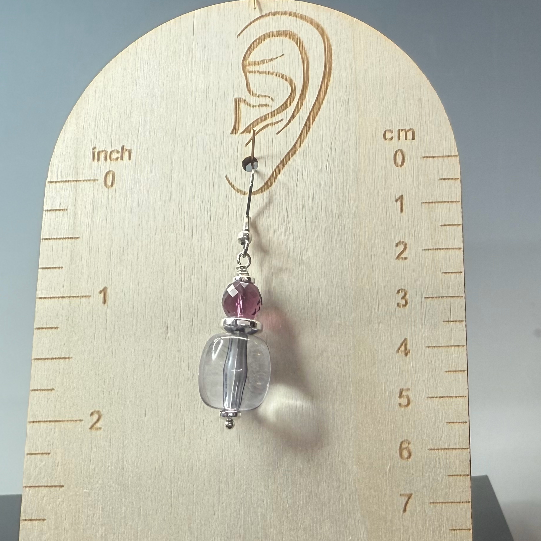 Lavender Acrylic & Crystal Dangles (E1759) - Image 2