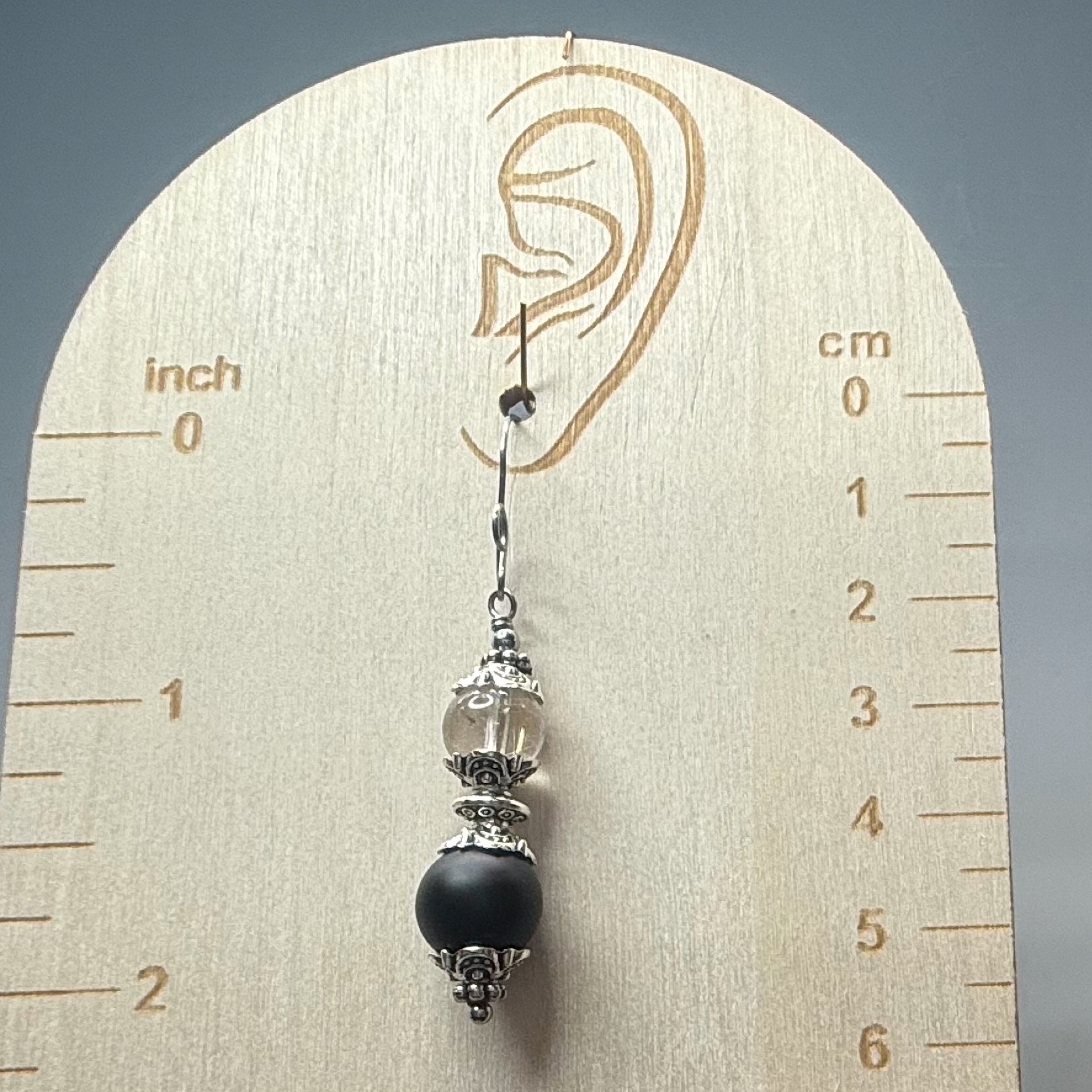 Gold Rutilated Quartz & Black Hematite Dangles (E1770) - Image 2