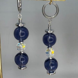 Violet Druk Glass & Crystal Dangles (E1876)