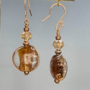 Copper Foil Lined & Crystal Dangles (E1885)