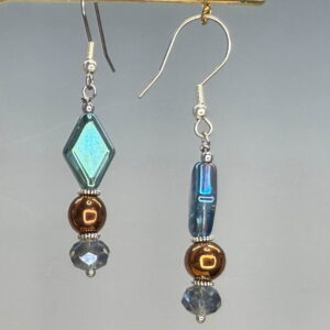 Glass, Hematite & Crystal Dangles (E1889)