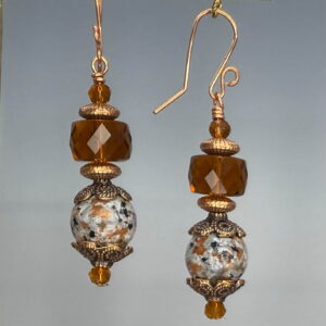 Snowflake Agate & Czech Crystal Dangles (E1921)