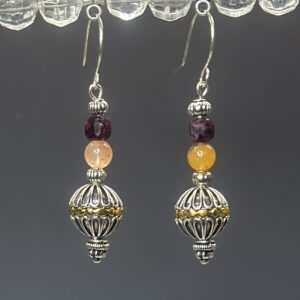 Tibetan silver, amethyst and jasper dangles (E1975)