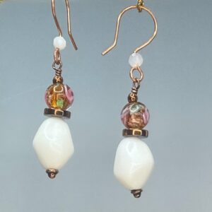 Milk & Foil Lampwork Glass Dangles (E2077)