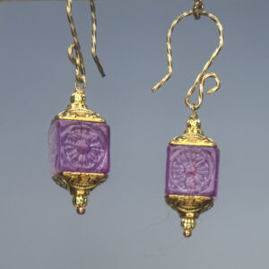 Pink Glass "Lantern" Dangles (E2081)