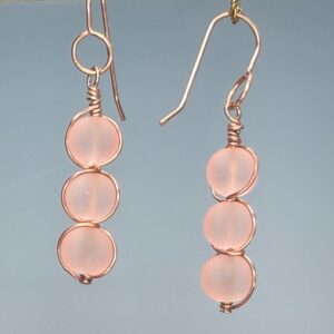 Triple Frosted Pink Glass Dangles (E2123)