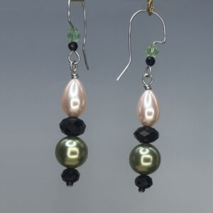 Green & Pink Pearl Dangles (E2131)