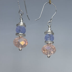 Pink & Blue Crystal Dangles (E2137)