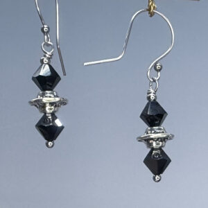Stacked Black Bicone Dangles (E2266)