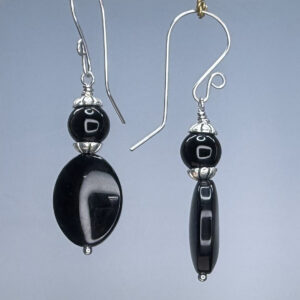 Black Oval Glass Dangles (E2282)